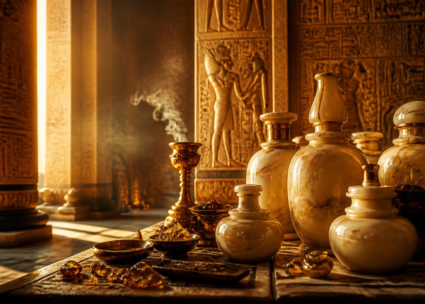 Jarres d'albâtre et résines sacrées d'Égypte ancienne
